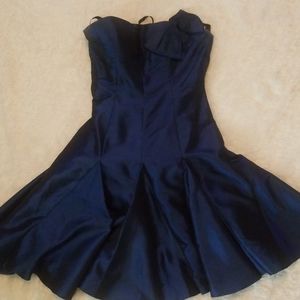 Jovani Navy Blue Fit-and-Flare Cocktail Dress
